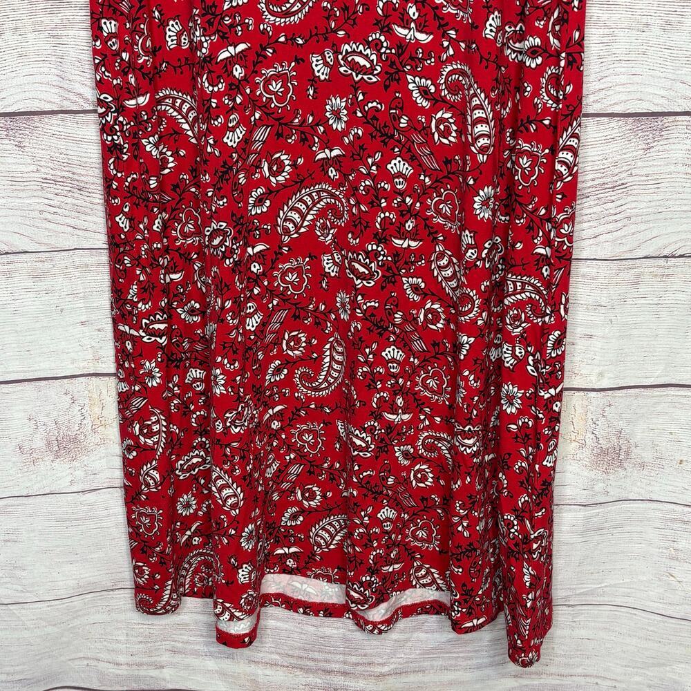 Loft Outlet Western Rodeo Red Knit Stretchy Red Paisley A Line Dress Size Medium - Picture 5 of 8